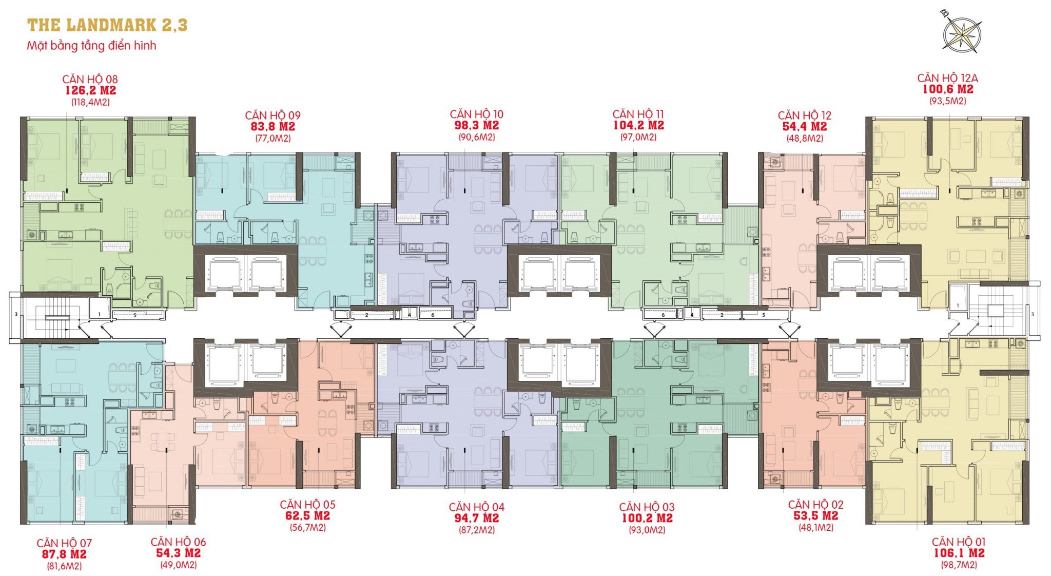 Mặt bằng Landmark 2 1 Mặt bằng Landmark 2 và Landmark 3 Vinhomes Central Park