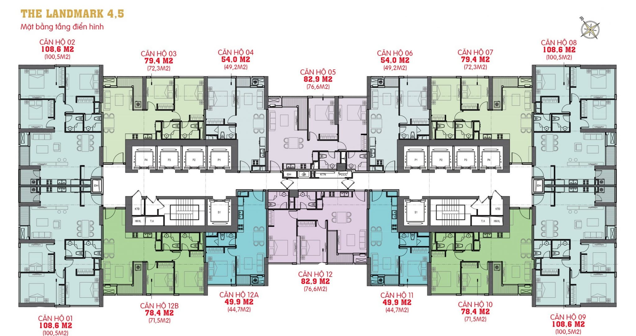 Mặt bằng Landmark 4 và Landmark 5 Vinhomes Central Park
