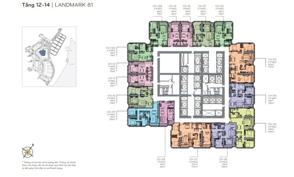 Mặt bằng Landmark 81 13 Mặt bằng tầng 12 - 14 the Landmark 81