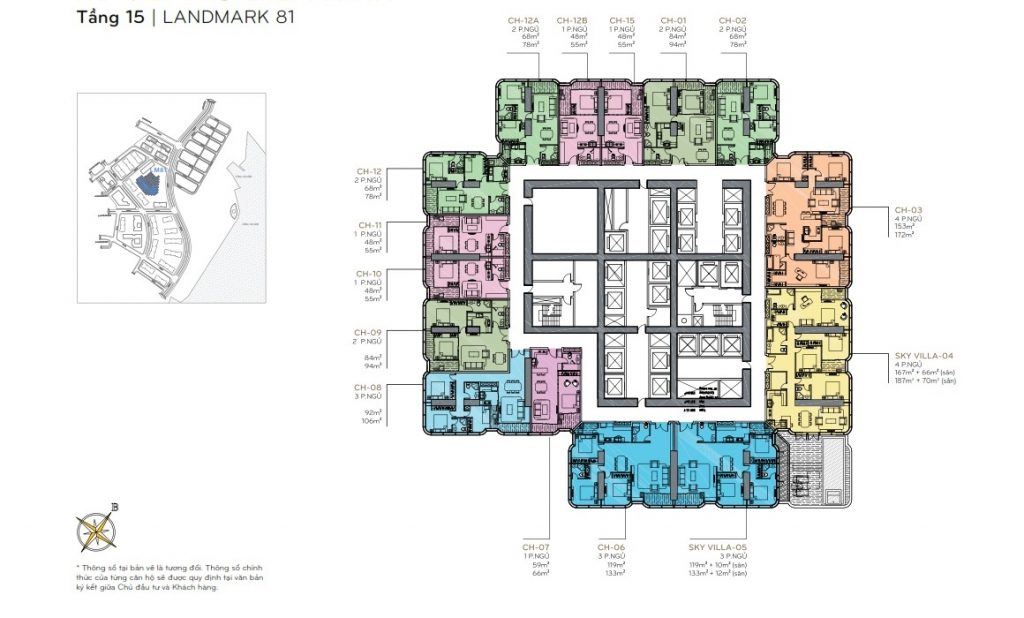 Mặt bằng Landmark 81 14 Layout tầng 15 the Landmark 81
