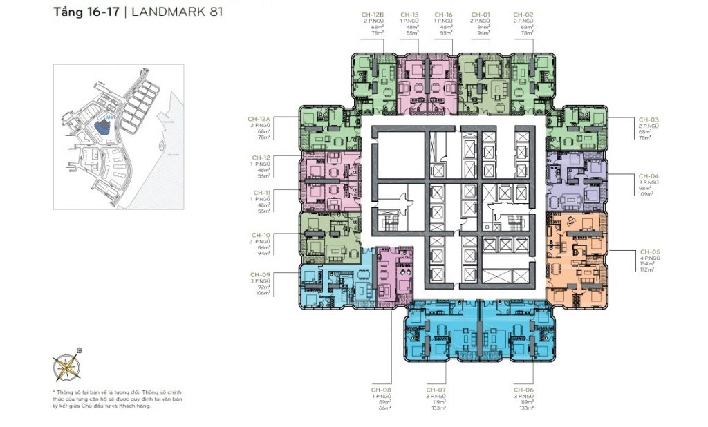 Mặt bằng Landmark 81 15 Layout tầng 17 the Landmark 81