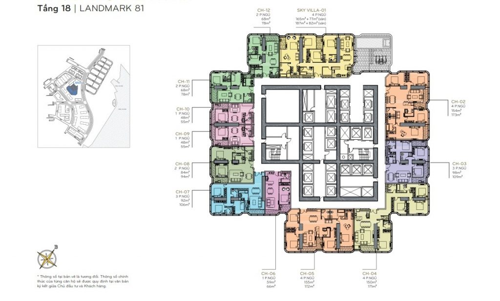 Mặt bằng Landmark 81 16 Layout tầng 18 the Landmark 81