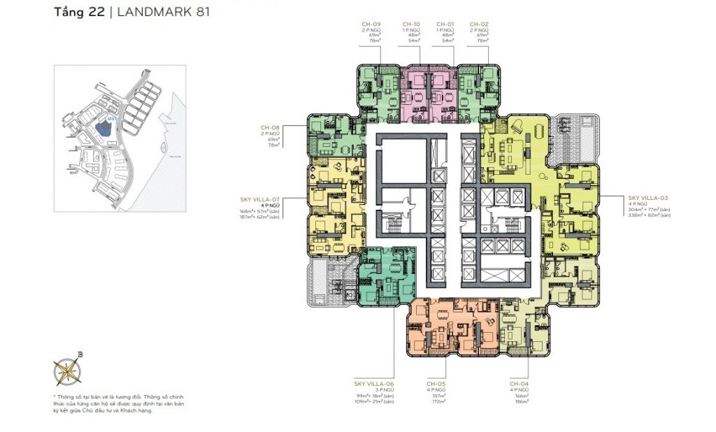 Mặt bằng Landmark 81 18 Layout tầng 22 the Landmark 81