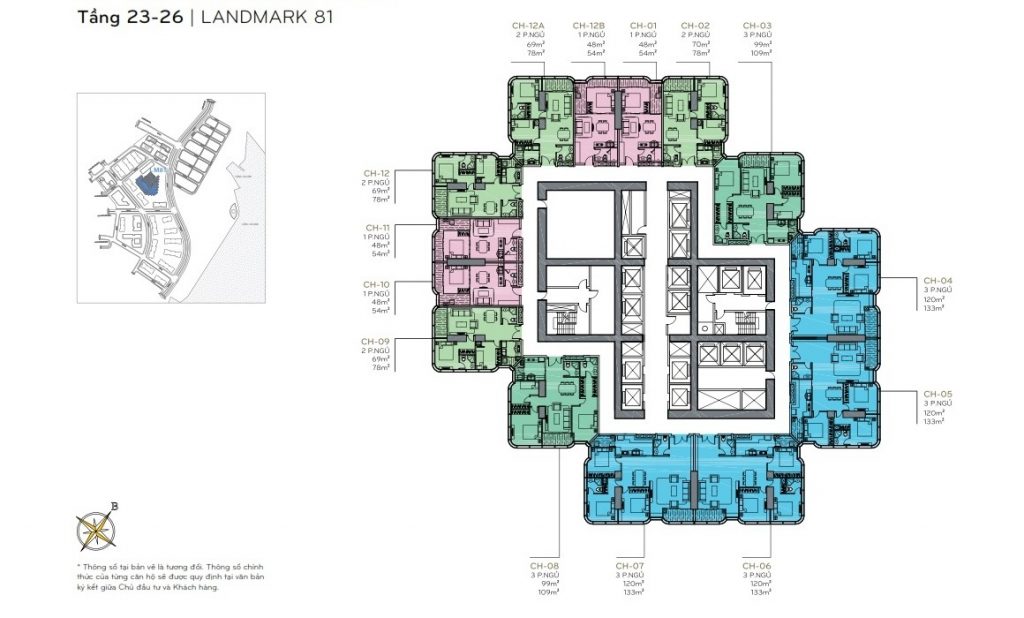 Mặt bằng Landmark 81 19 Layout tầng 23 - 26 the Landmark 81