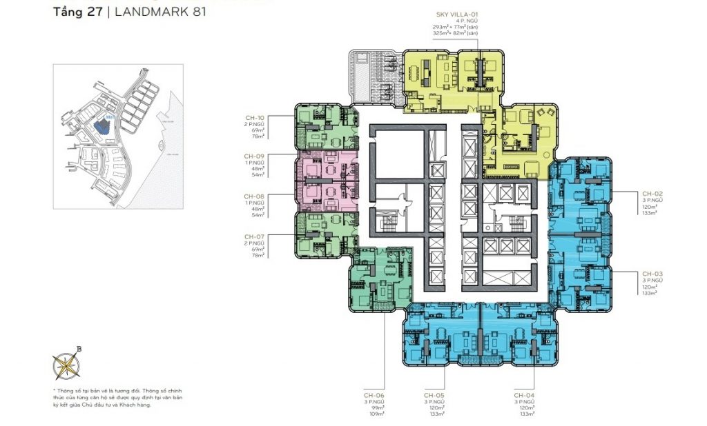 Mặt bằng Landmark 81 20 Layout tầng 27 the Landmark 81
