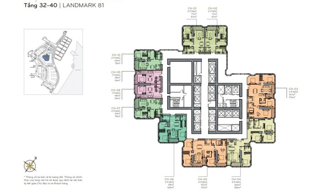 Mặt bằng Landmark 81 23 Layout tầng 32 - 40 the Landmark 81