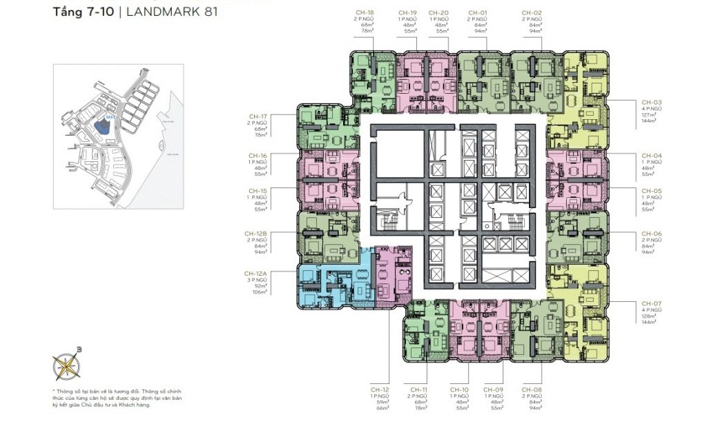 Mặt bằng Landmark 81 11 Mặt bằng tầng 7 - 10 the Landmark 81 VInhomes Central Park