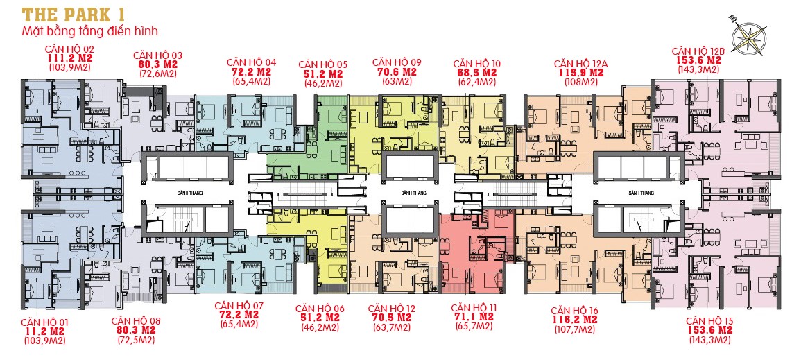 Mặt bằng Park 1 Vinhomes Central Park
