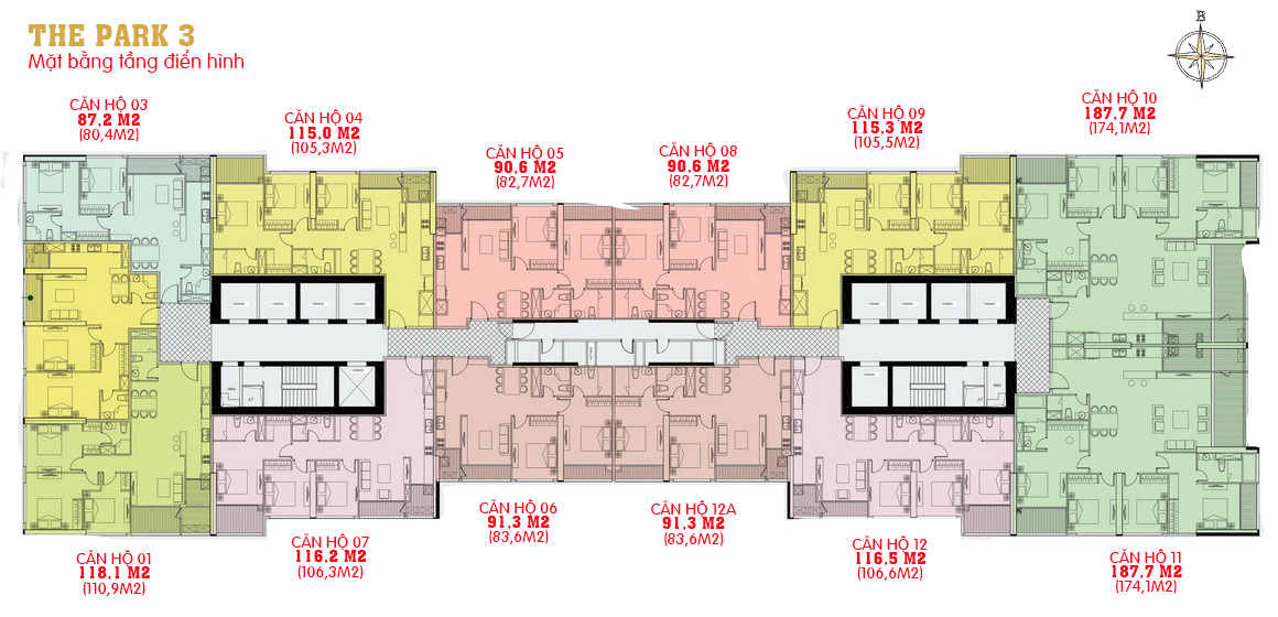 Mặt bằng Park 3 Vinhomes Central Park 1 Mặt bằng Park 3 Vinhomes Central Park
