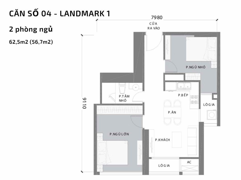 Mặt bằng căn hộ số 4 Landmark 1 Vinhomes Central Park