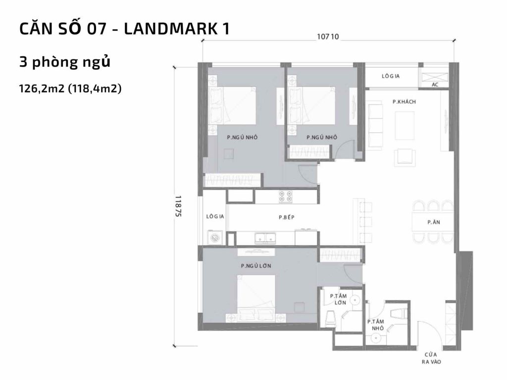 Mặt bằng căn hộ số 7 Landmark 1​ Vinhomes Central Park
