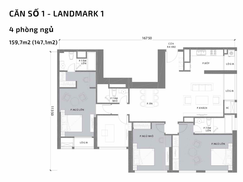 Mặt bằng căn hộ số 01 Landmark 1​ Vinhomes Central Park
