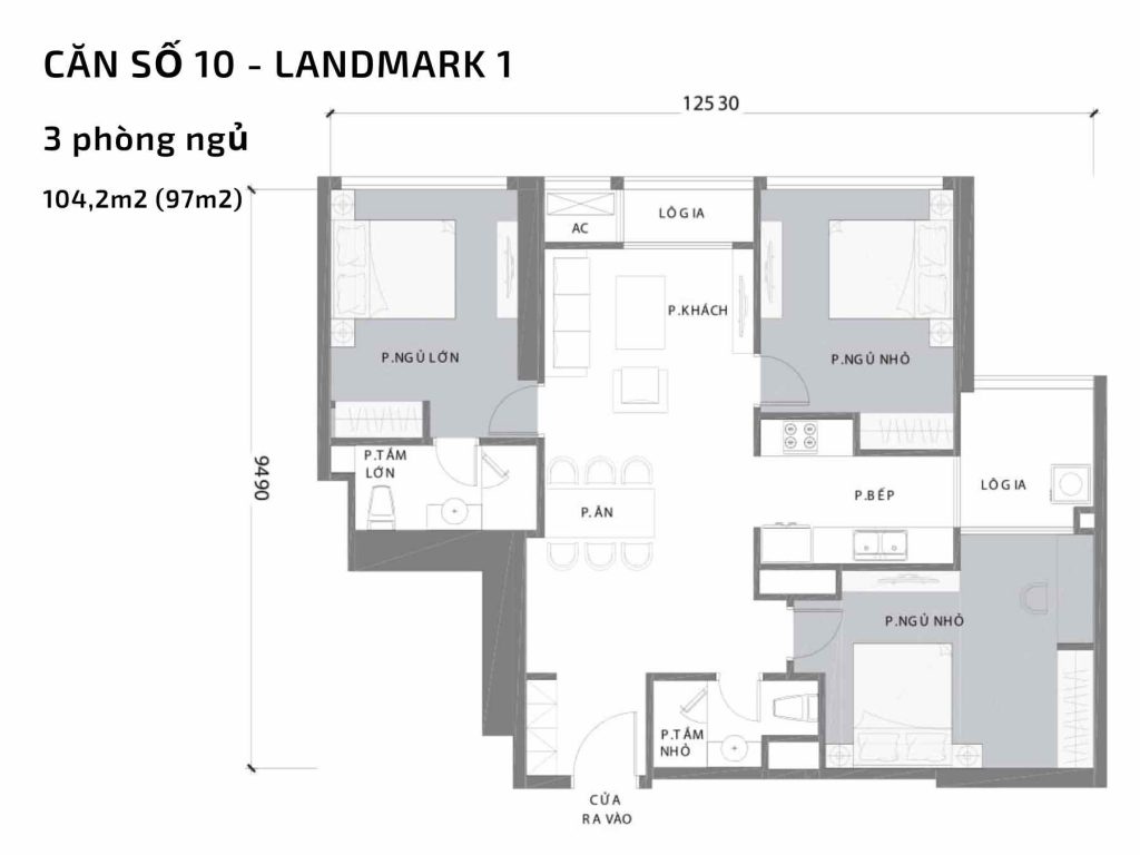 Mặt bằng căn hộ số 10 Landmark 1​ Vinhomes Central Park