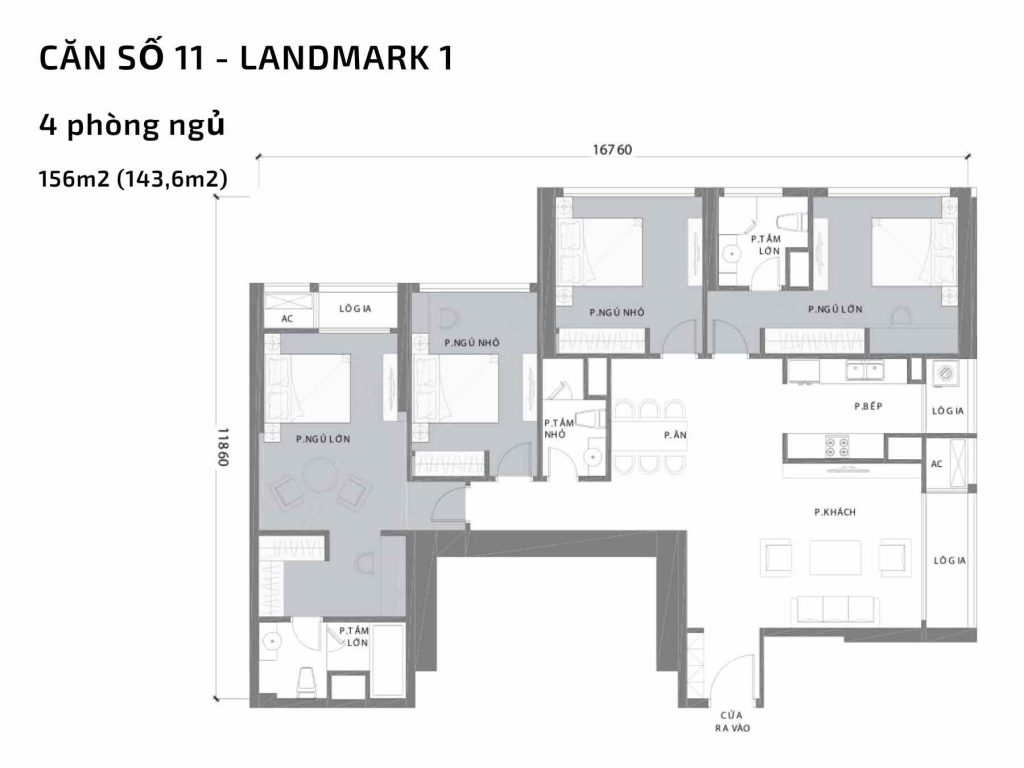 Mặt bằng căn hộ số 11 Landmark 1​ Vinhomes Central Park