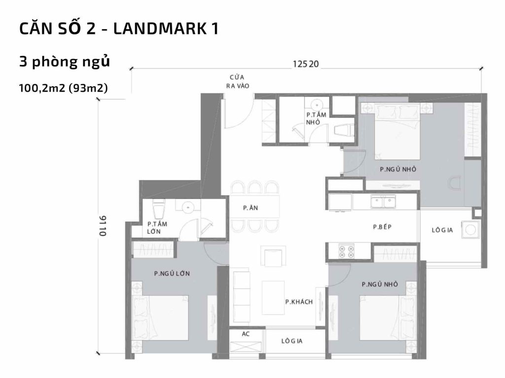 Mặt bằng căn hộ số 2 Landmark 1​ Vinhomes Central Park