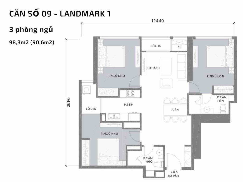 Mặt bằng căn hộ số 9 Landmark 1​ Vinhomes Central Park