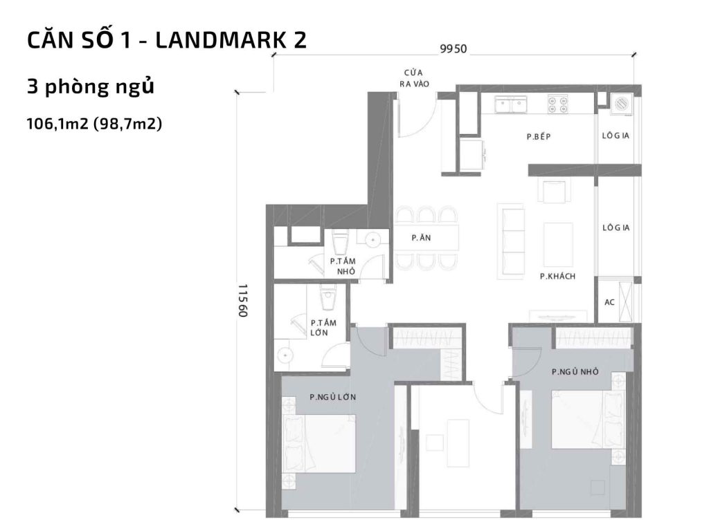 Mặt bằng Landmark 2 17 Mặt bằng căn hộ số 01 Landmark 2 Vinhomes Central Park
