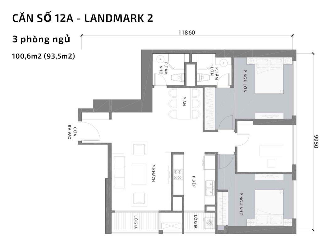 Mặt bằng Landmark 2 23 Mặt bằng căn hộ số 12A Landmark 2 Vinhomes Central Park