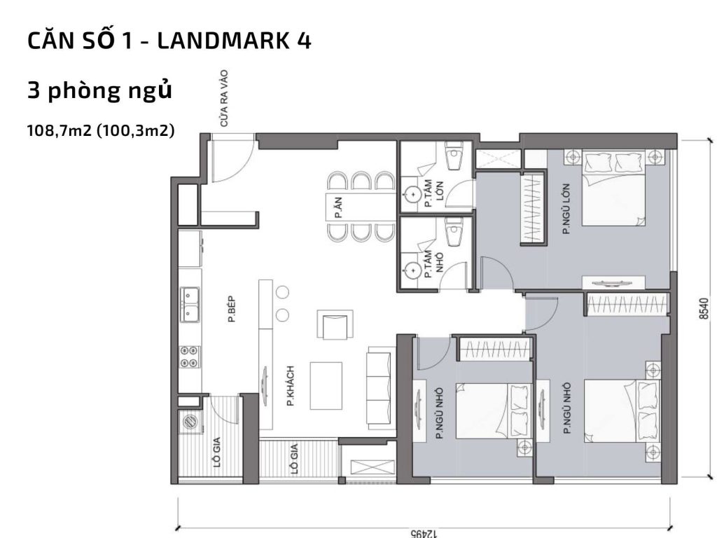 Mặt bằng căn hộ số 01 Landmark 4​ Vinhomes Central Park