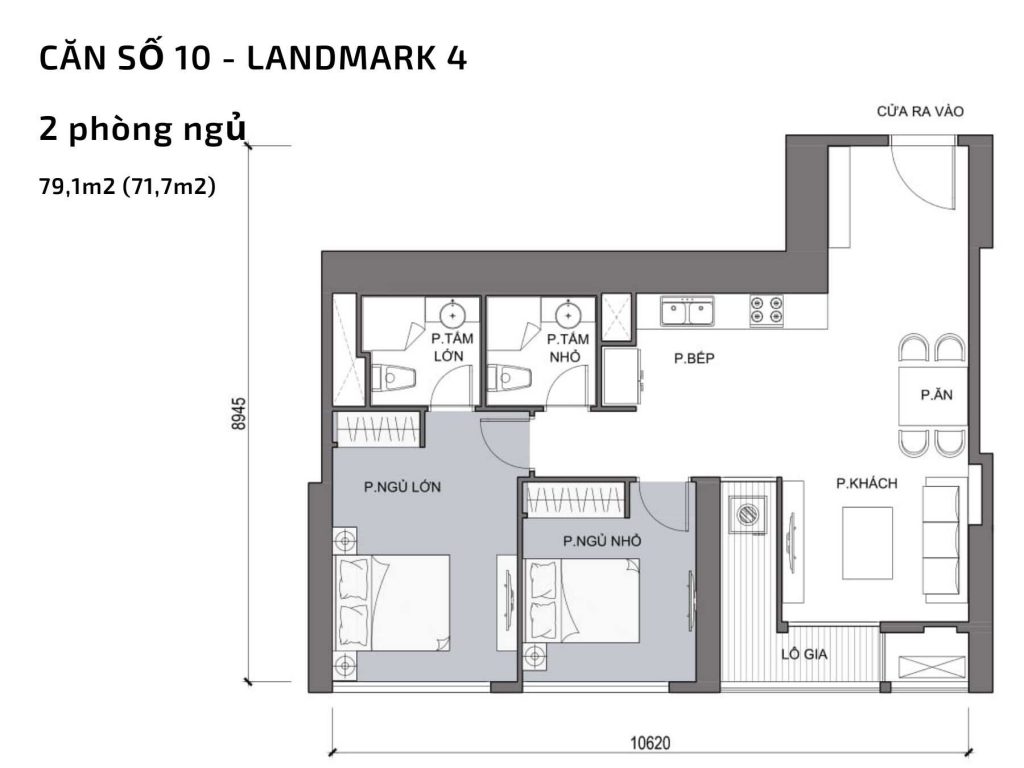 Mặt bằng căn hộ số 10 Landmark 4​ Vinhomes Central Park