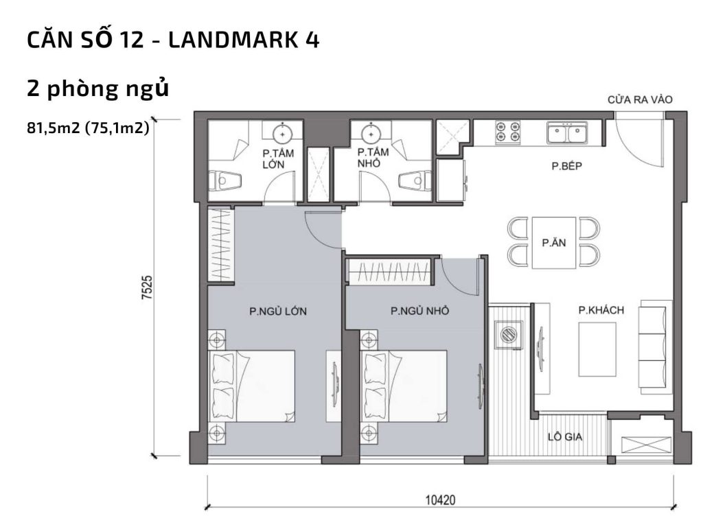 Mặt bằng căn hộ số 12 Landmark 4​ Vinhomes Central Park