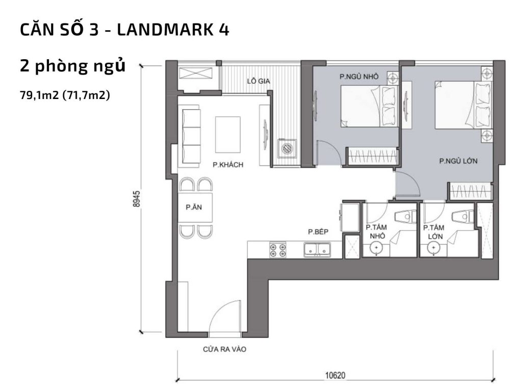 Mặt bằng căn hộ số 03 Landmark 4​ Vinhomes Central Park