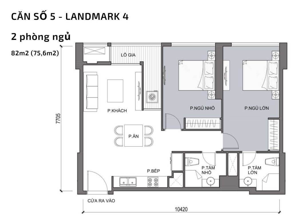 Mặt bằng căn hộ số 05 Landmark 4​ Vinhomes Central Park