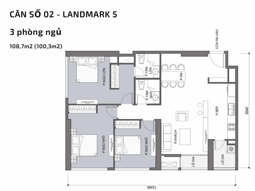 Mặt bằng căn hộ số 02 Landmark 5​ Vinhomes Central Park
