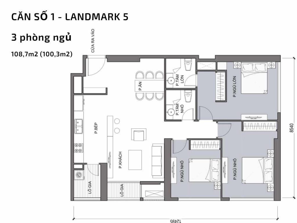 Mặt bằng căn hộ số 01 Landmark 5​ Vinhomes Central Park