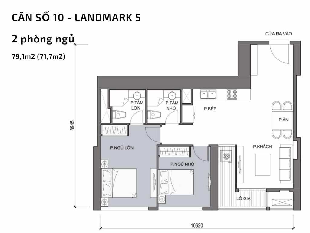 Mặt bằng căn hộ số 10 Landmark 5​ Vinhomes Central Park