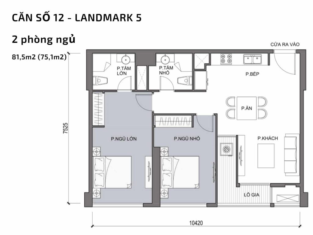 Mặt bằng căn hộ số 12 Landmark 5​ Vinhomes Central Park