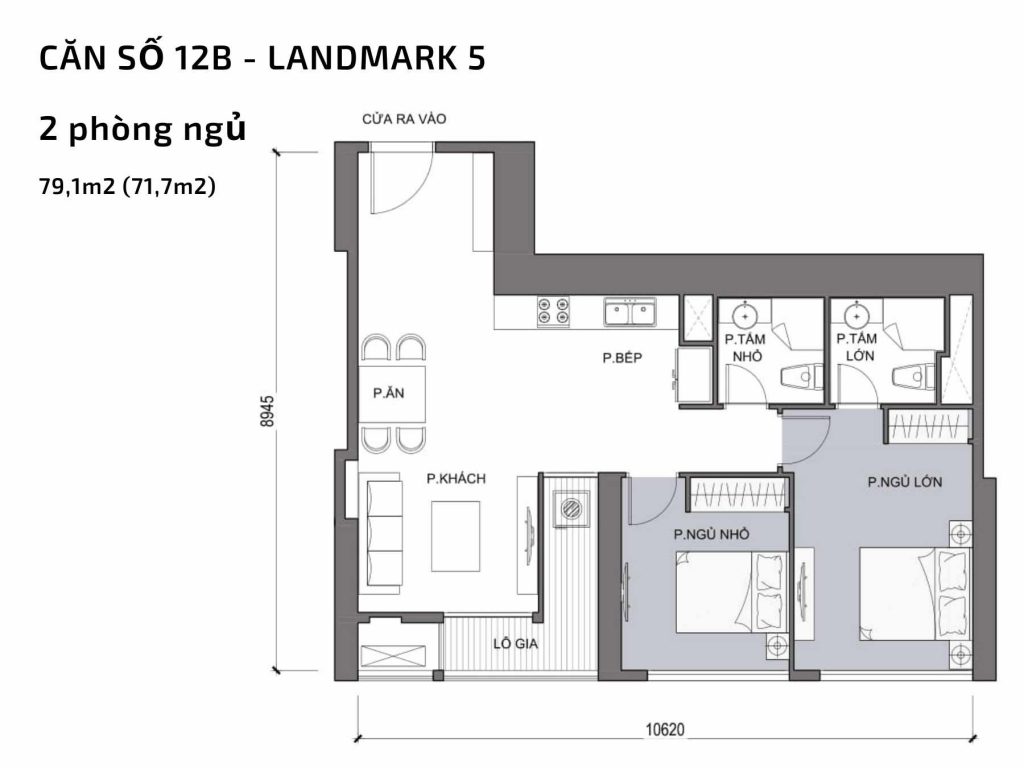 Mặt bằng căn hộ số 12B Landmark 5​ Vinhomes Central Park