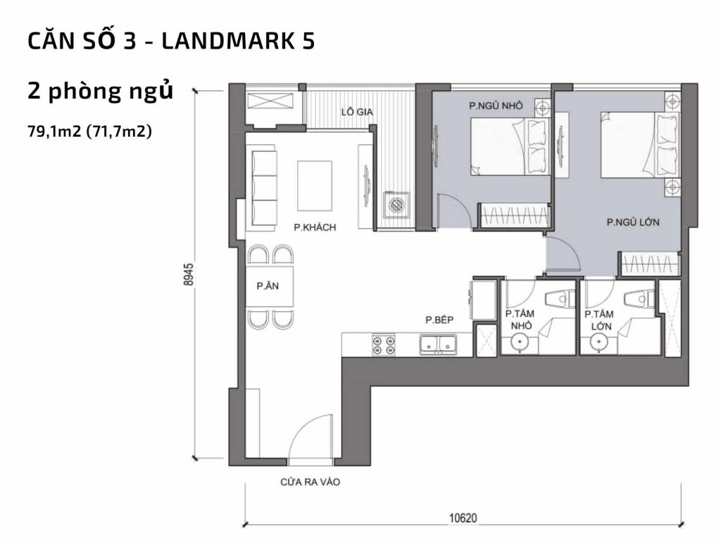 Mặt bằng căn hộ số 03 Landmark 5​ Vinhomes Central Park