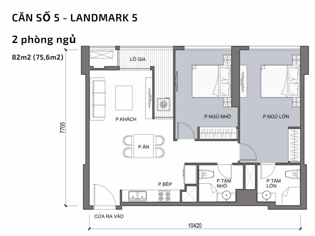 Mặt bằng căn hộ số 05 Landmark 5​ Vinhomes Central Park