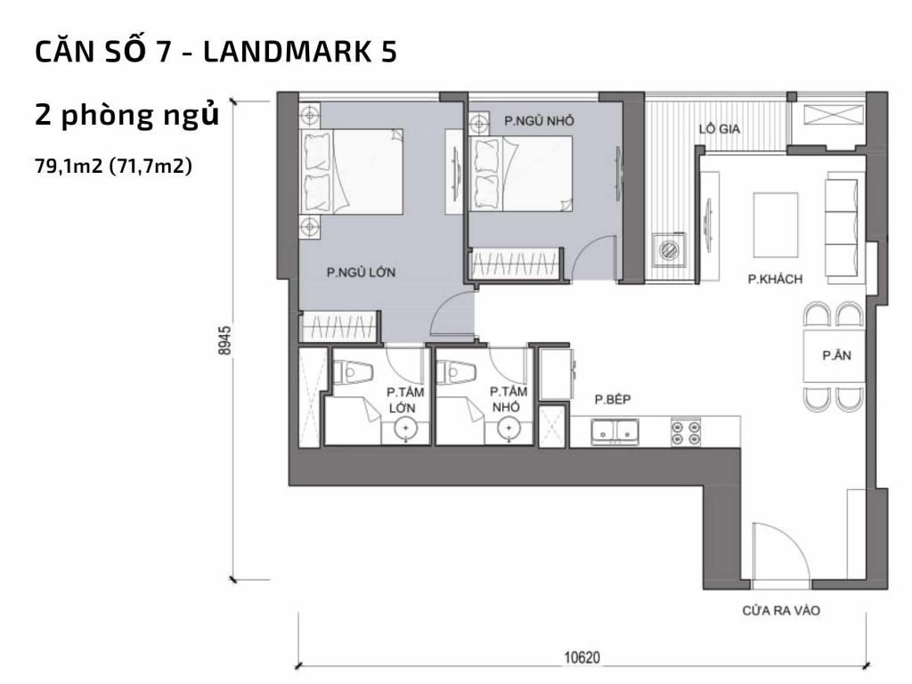 Mặt bằng căn hộ số 07 Landmark 5​ Vinhomes Central Park