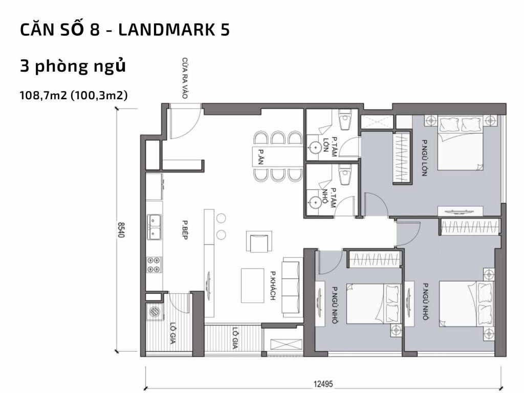 Mặt bằng căn hộ số 08 Landmark 5​ Vinhomes Central Park