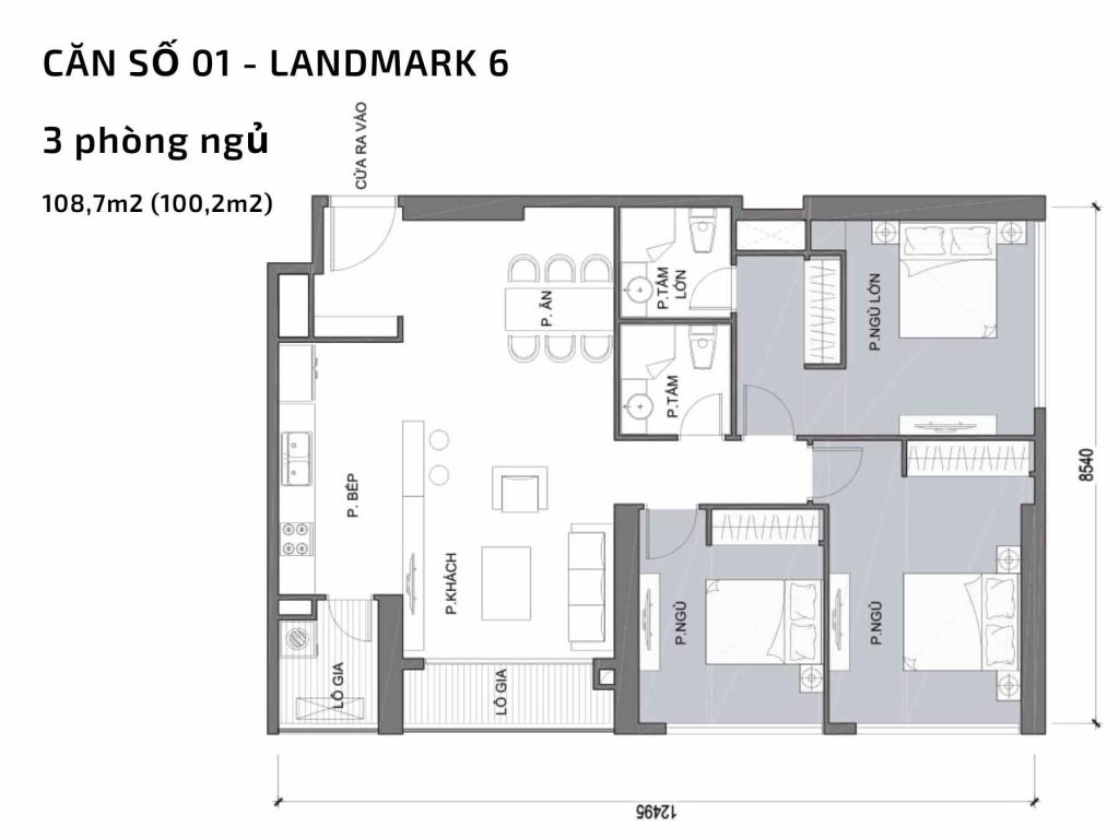 Mặt bằng căn hộ số 01 Landmark 6​ Vinhomes Central Park