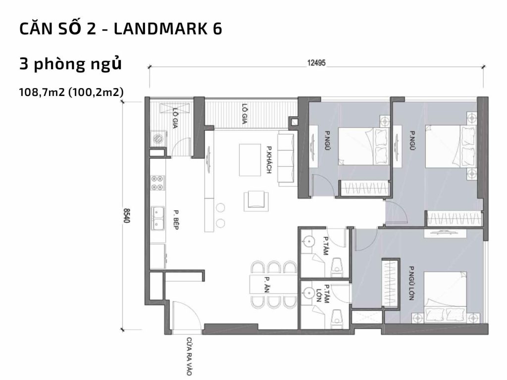 Mặt bằng căn hộ số 02 Landmark 6​ Vinhomes Central Park