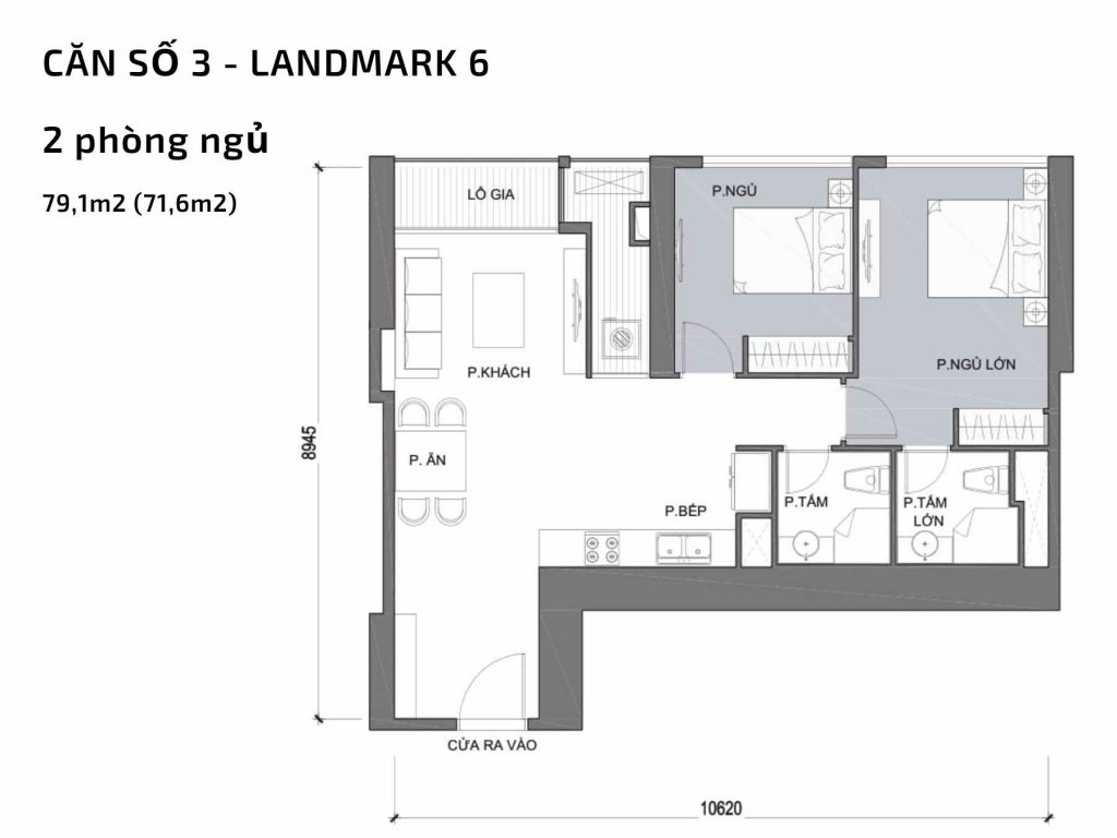 Mặt bằng căn hộ số 03 Landmark 6​ Vinhomes Central Park