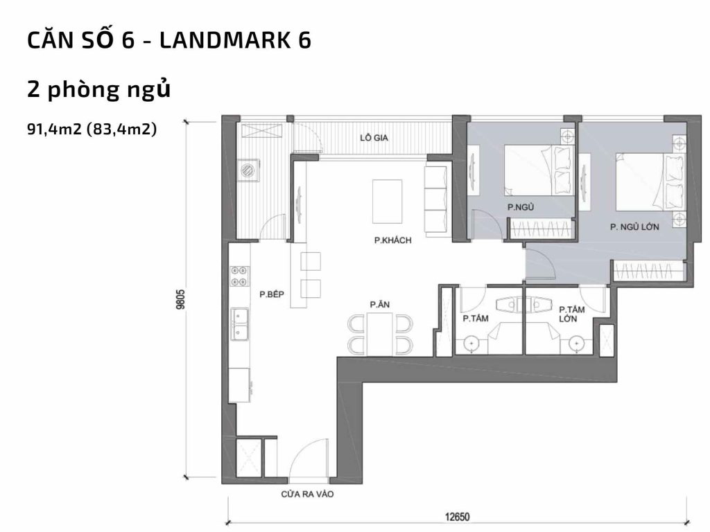 Mặt bằng căn hộ số 06 Landmark 6​ Vinhomes Central Park