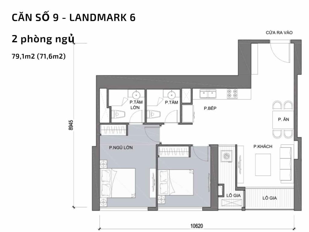 Mặt bằng căn hộ số 09 Landmark 6​ Vinhomes Central Park