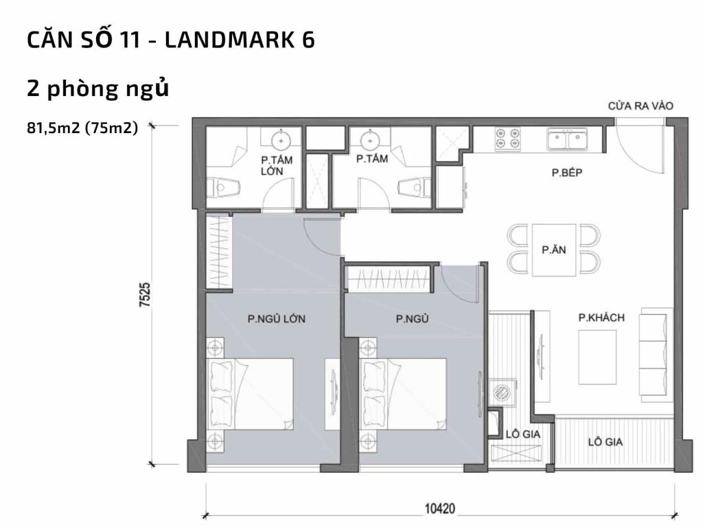Mặt bằng căn hộ số 11 Landmark 6​ Vinhomes Central Park